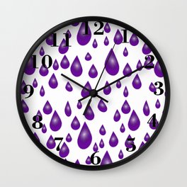 Purple Raindrops Wall Clock