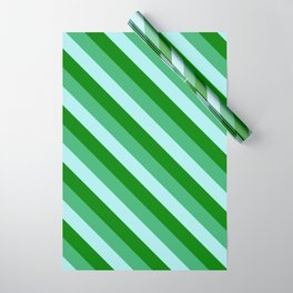 [ Thumbnail: Green, Sea Green, and Turquoise Colored Lined/Striped Pattern Wrapping Paper ]
