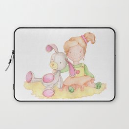 Baby girl and her bunny Laptop Sleeve