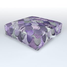 Mermaid Purple and Silver Outdoor Floor Cushion