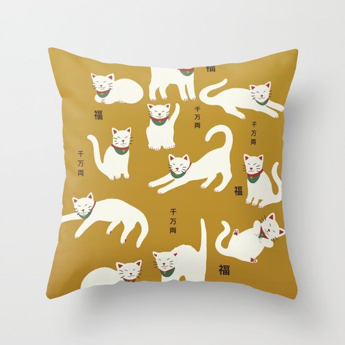 lucky cats Throw Pillow
