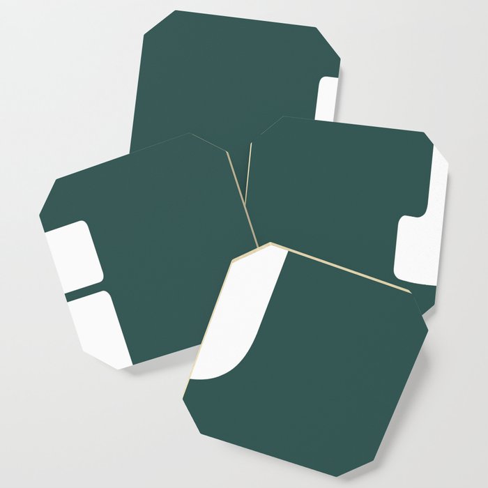 j (White & Dark Green Letter) Coaster