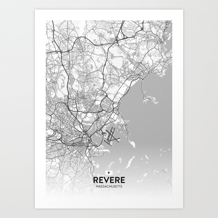 Revere, Massachusetts, United States - Light City Map Art Print