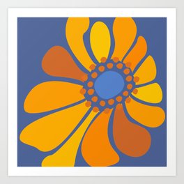 Sunflower Party 70s Floral Design  Art Print