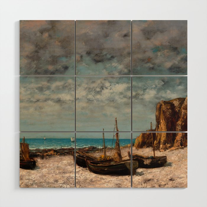 Boats on a Beach, Etretat, 1872-1875 by Gustave Courbet Wood Wall Art