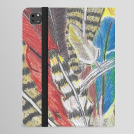 Feathers Colorful Hand Drawn Colored Pencil Drawing of Bird Plumage iPad Folio Case