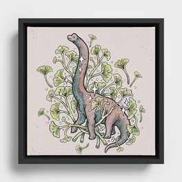Brachio Ginkgo | Dinosaur Botanical Art Framed Canvas