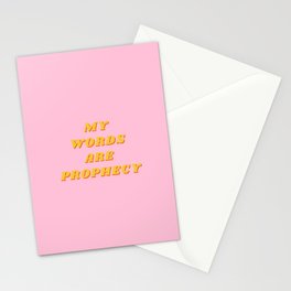 My words are Prophecy, Prophecy, Inspirational, Motivational, Empowerment, Mindset, Pink Stationery Card