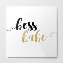 Boss Babe | Gold Glitter Metal Print