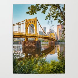 Pittsburgh City Skyline Bridge View Framed Poster