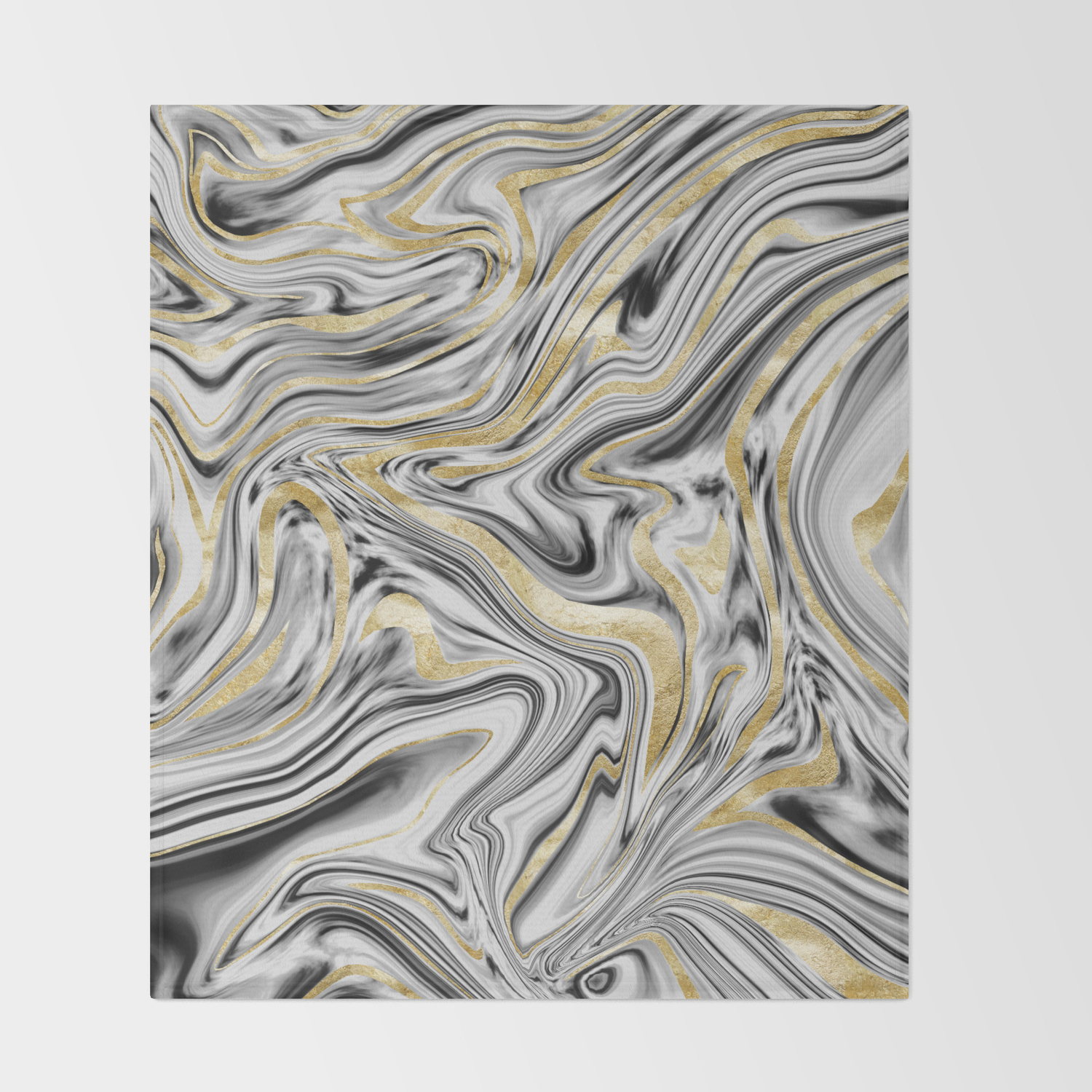 Gray Black White Gold Marble 1 Decor Art Society6 Throw
