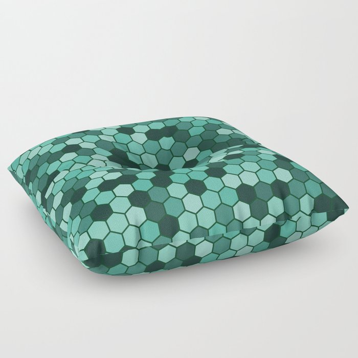 Green & Black Color Hexagon Honeycomb Design Floor Pillow