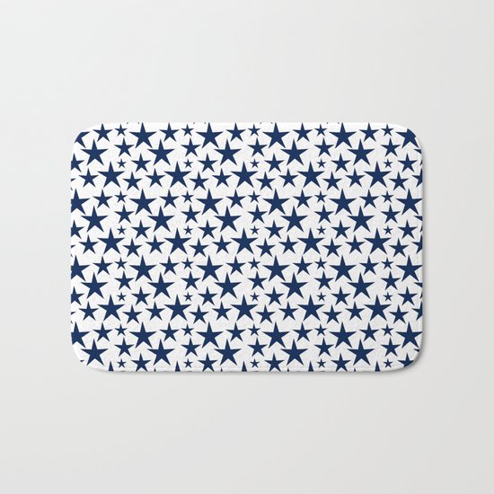 Blue stars on white background illustration Bath Mat
