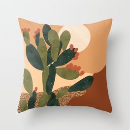 Prickly Pear Cactus Throw Pillow