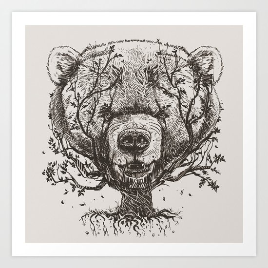 Bear n Tree Art Print
