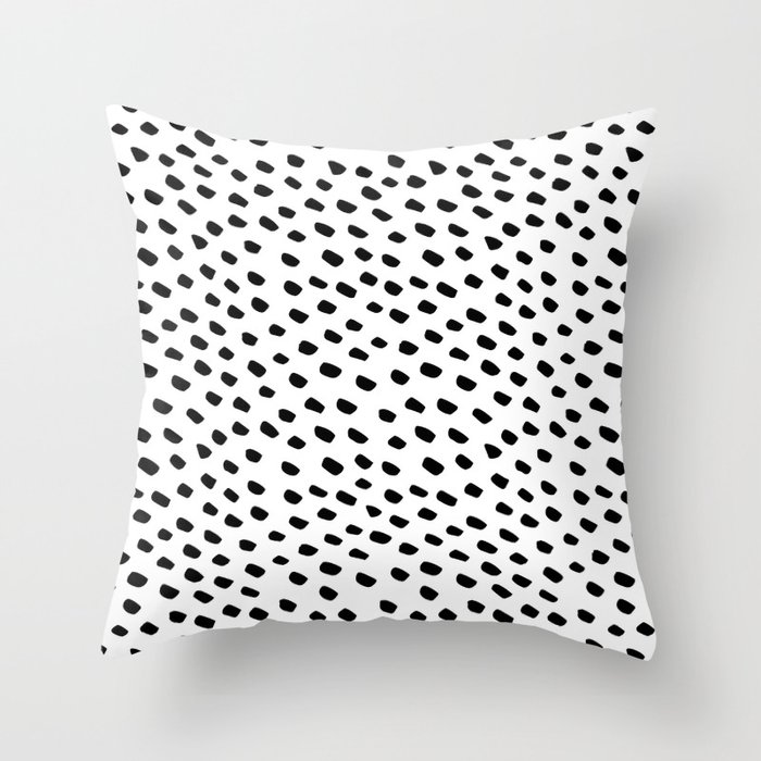 Brush Dot Pattern White Throw Pillow