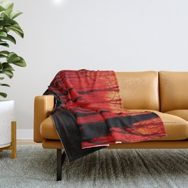 Misty Red Forest Throw Blanket