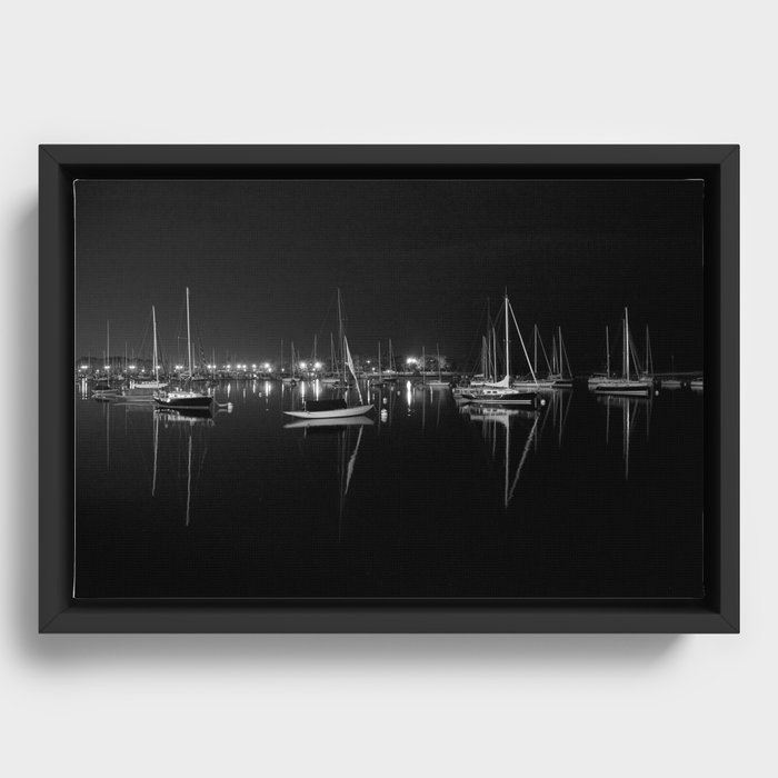 Harbor at Night Framed Canvas