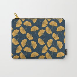 ginkgo leaves - saffron on dark blue Carry-All Pouch
