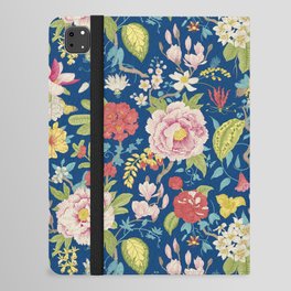 Blooming Summer Floral Garden Blue & Pink iPad Folio Case
