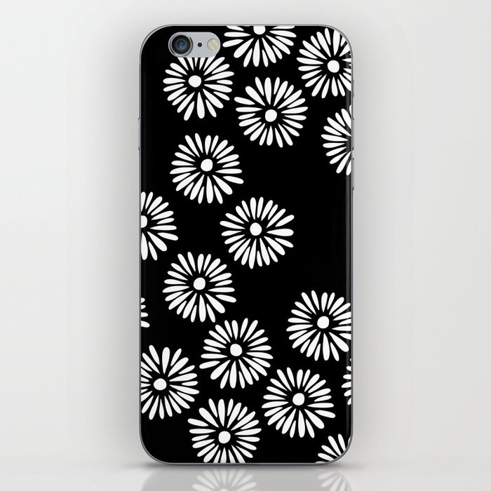 Japanese simple and minimal daisy pattern on black iPhone Skin