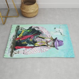 "THE BULLFIGHTER" Rug | Cattle, Arena, Watercolor, Rodeo, Sports, Horses, Clown, Bulls, Clowns, Equine 