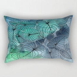 Tropical Foliage Blues Rectangular Pillow