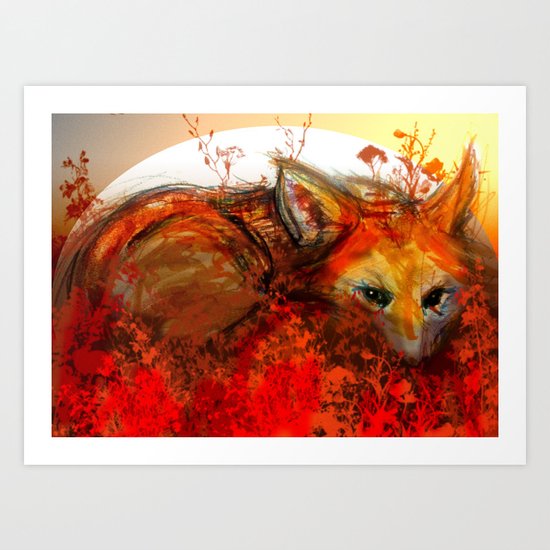 Fox in Sunset III Art Print