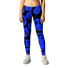 Black & Blue Dripping Smiley Leggings | Black, Artsy, Graphicdesign, Drippingsmiley, Positive, Cheap, Smiley, Smile, Face, Drippy 