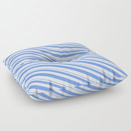 [ Thumbnail: Cornflower Blue & Mint Cream Colored Lines/Stripes Pattern Floor Pillow ]