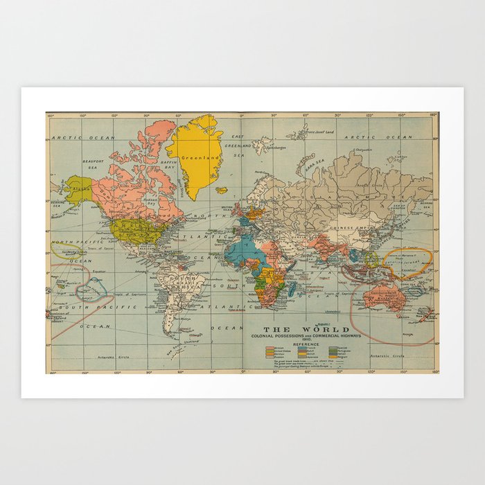 Vintage world map Kunstdrucke Vintage world map Kunstdrucke