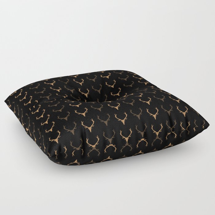 Deer Antler Pattern brown dark mode Floor Pillow