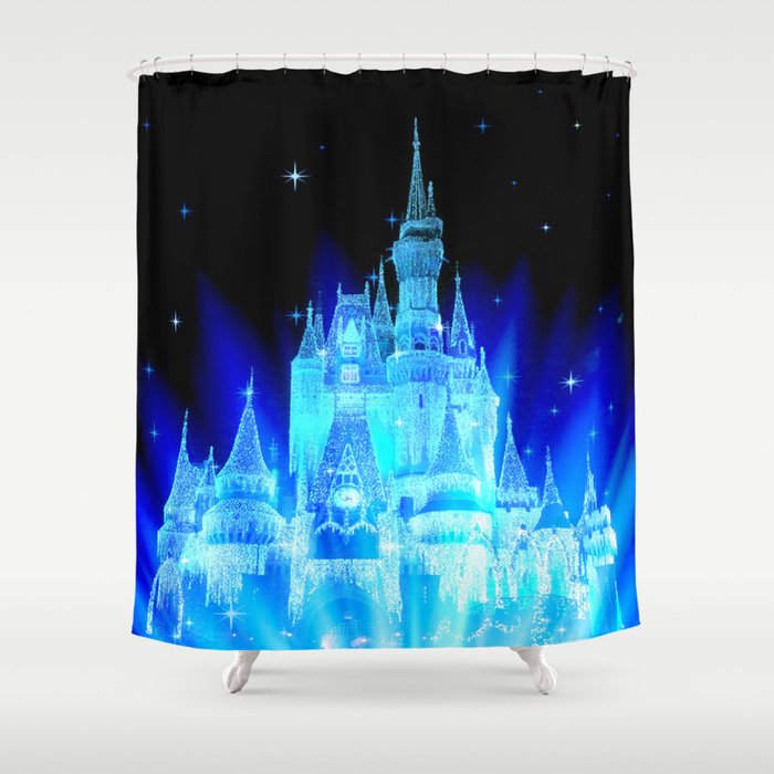 Blue Ice Frozen Enchanted Castle Shower Curtain By Lilkids Society6 Blue Ice Frozen Enchanted Castle Shower Curtain