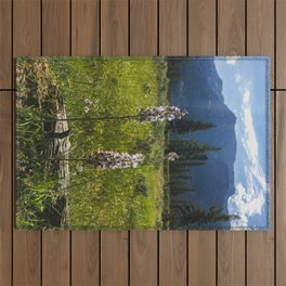 Wyoming Mountain Meadow Landscape Print Outdoor Rug