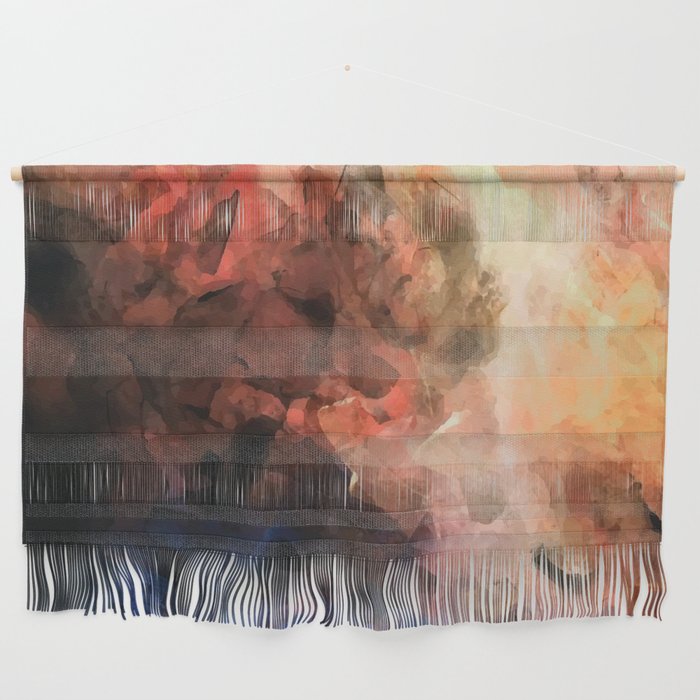 Dramatic smoke and mist. Magical Peach and blue abstract art Wall Hanging
