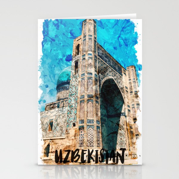 Uzbekistan Asia city watercolor Stationery Cards