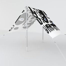 Minimal African Art Black and White Pattern Abstract  Sun Shade
