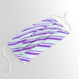[ Thumbnail: Purple & Light Cyan Colored Lines/Stripes Pattern Face Mask ]