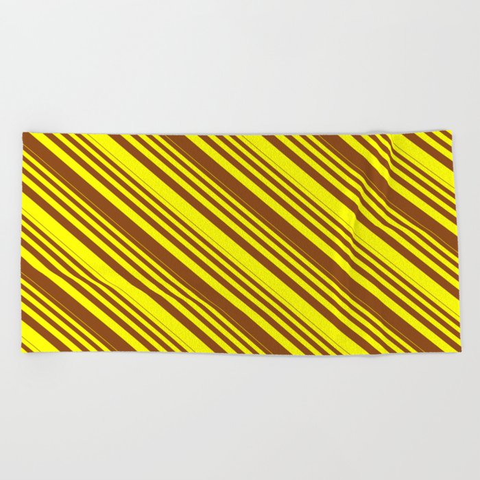 Yellow & Brown Colored Stripes/Lines Pattern Beach Towel
