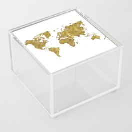 world map in watercolor-gold color Acrylic Box