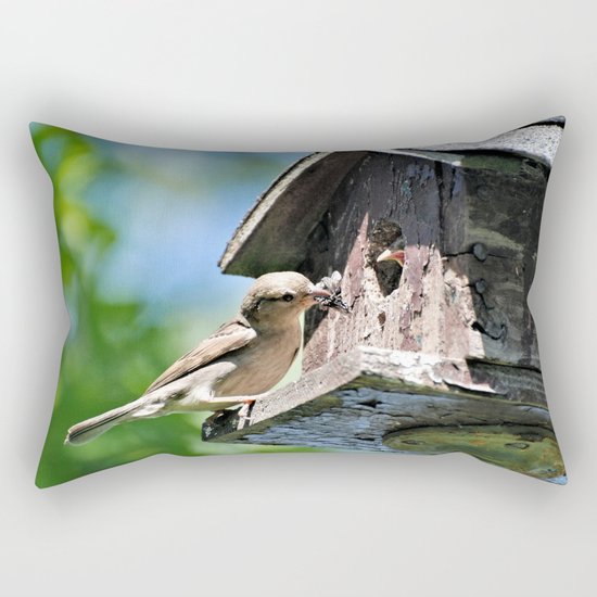 Tasty Bite for Baby Bird Rectangular Pillow