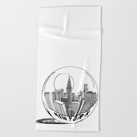 New York in a glass ball Beach Towel