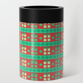 Christmas Pattern Geometric Red Blue Gifts Can Cooler