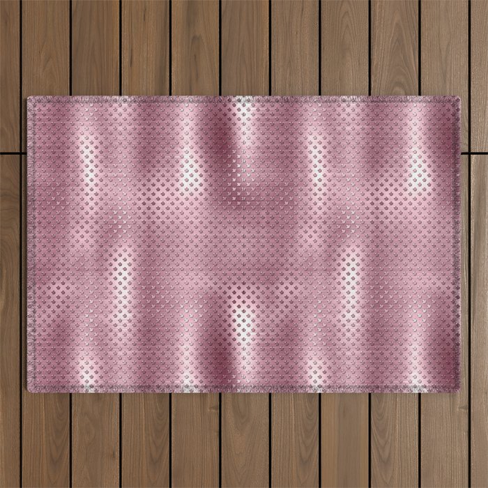 Pink Brushed Metallic Texture Outdoor Rug