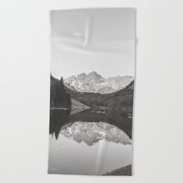 Maroon Bells Black and White Rocky Mountains Photography Beach Towel