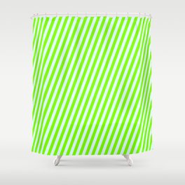 [ Thumbnail: Chartreuse & Light Cyan Colored Striped/Lined Pattern Shower Curtain ]