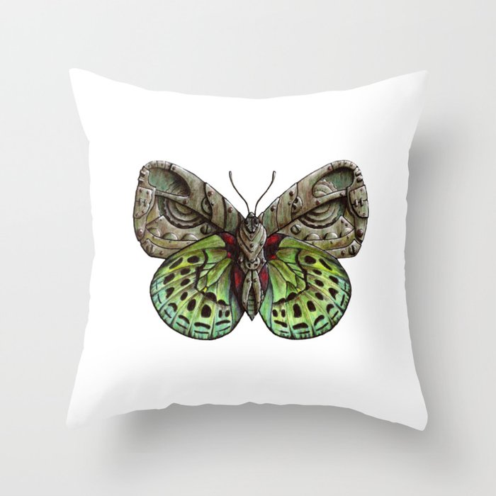 Green Steampunk Butterfly Throw Pillow By Ennas Society6