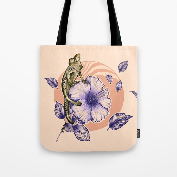 Floral fashion chameleon Tote Bag