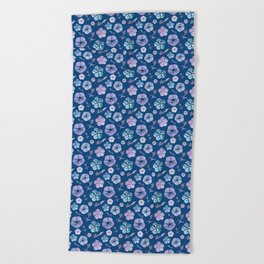 Blue and Pink Phlox Flowers Beach Towel