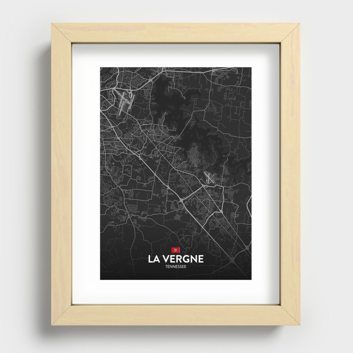 La Vergne, Tennessee, United States - Dark City Map Recessed Framed Print